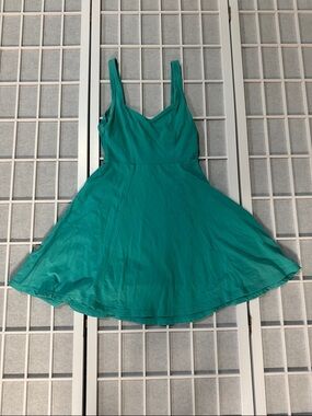 Express Teal Green Fit-and-Flare Mini Dress